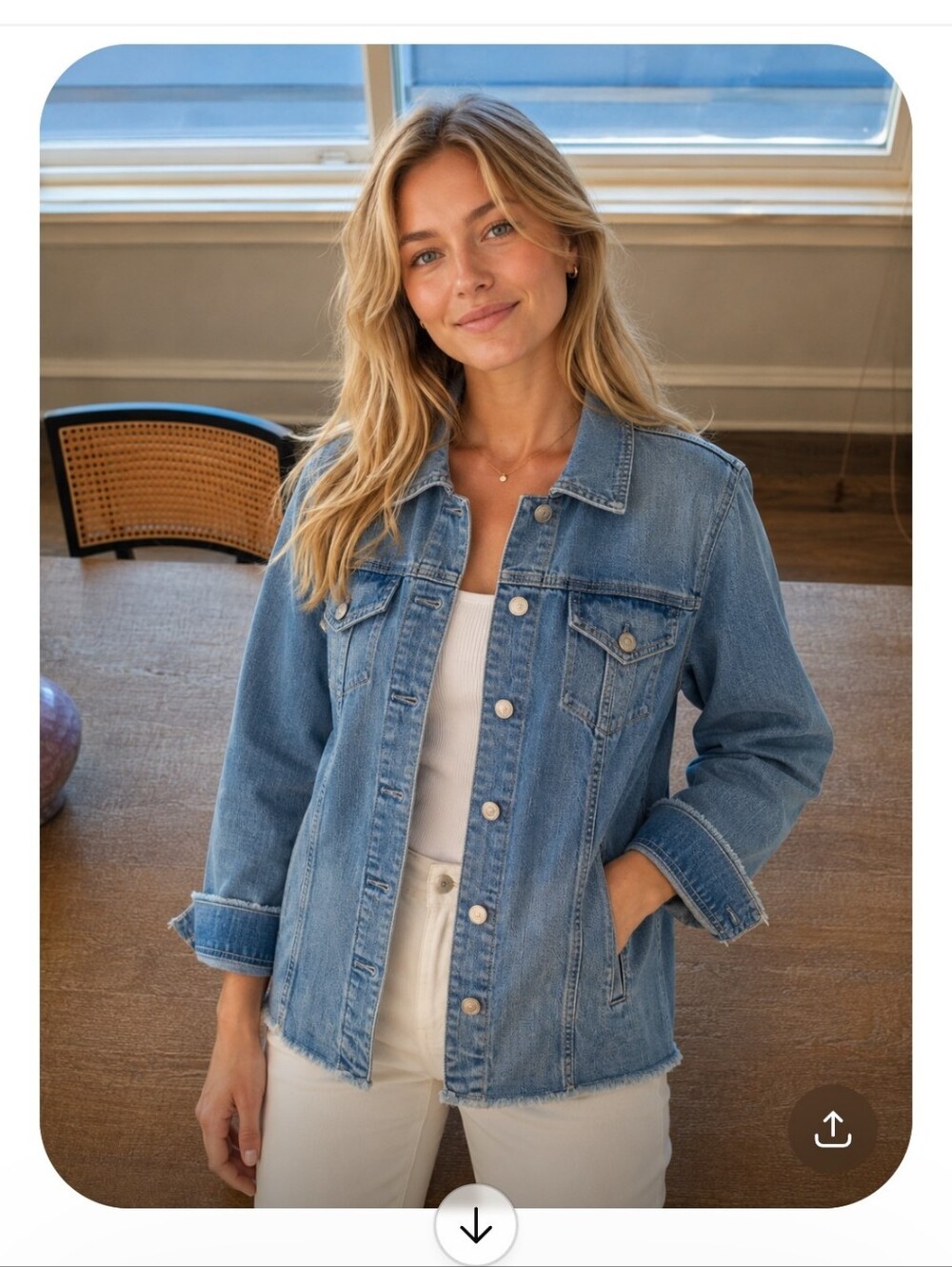 Chico's Light Blue Denim Jacket with Button Front